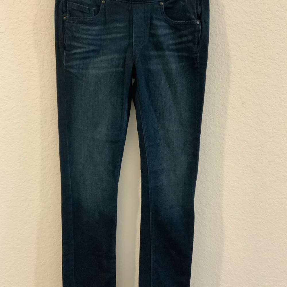 Spanx Signature Straight Side Zip Jeans Dark Wash Size 28